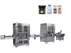 Dây chuyền sản xuất máy chiết rót dán nhãn đóng nắp dầu đậu phộng/nước trái cây/tương ớt tự động RF-SCXA