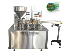 Máy dán cốc hiệp thông tự động cho sữa chua/thạch/bơ đậu phộng/sốt cà chua/nước chấm 00113