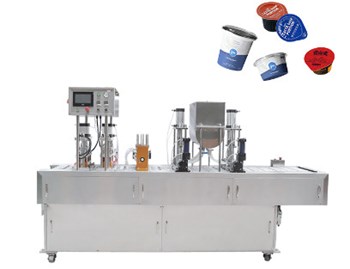 Máy chiết rót thạch sữa đậu nành tự động, nước khoáng mật ong, xi-rô cốc nhựa và máy dán miệng cốc RF-SBB