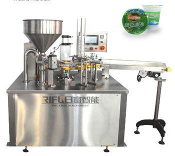 Máy dán cốc hiệp thông tự động cho sữa chua/thạch/bơ đậu phộng/sốt cà chua/nước chấm 00113
